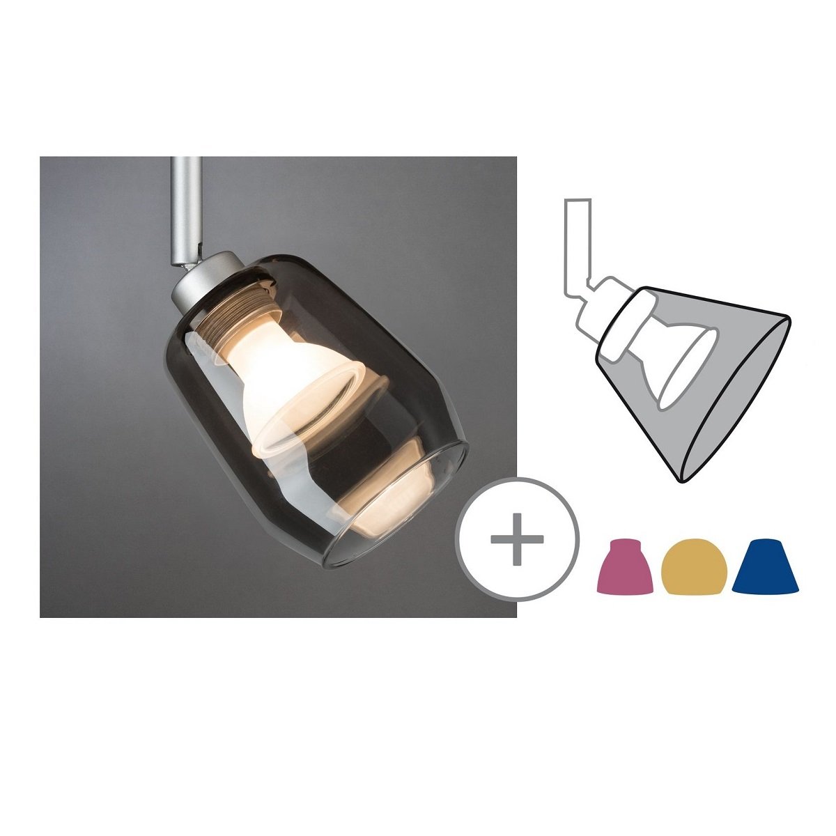 Paulmann No. 95359 Design Deko-Schirm DecoSystems max. 50W, Vento Rauchglas