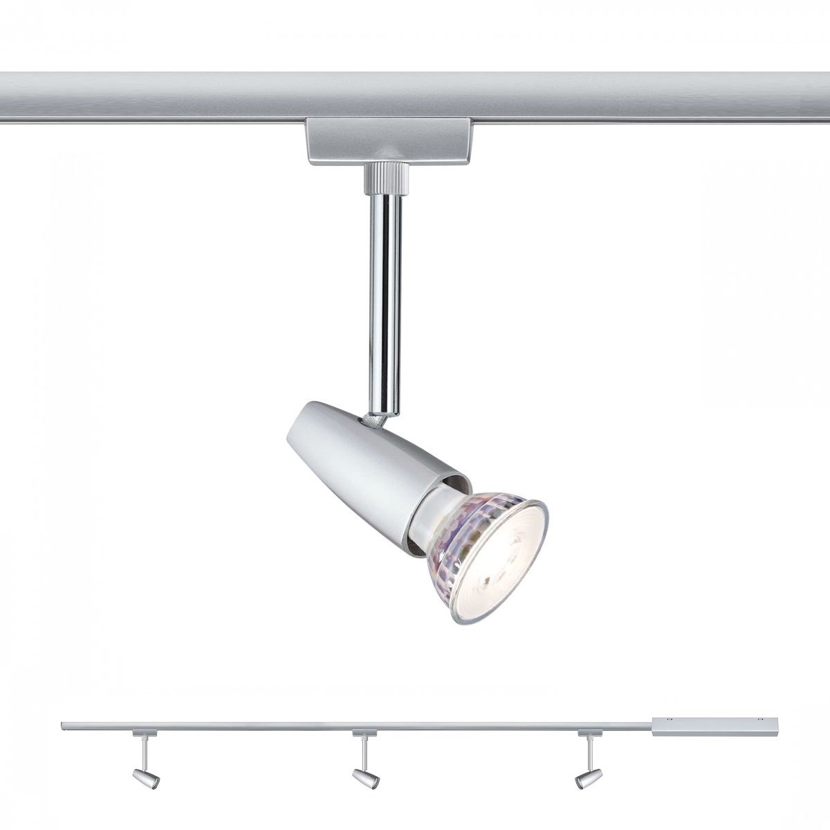 Paulmann No. 95459 URail Set Barelli Chrom matt ohne Leuchtmittel, max. 10W GU10