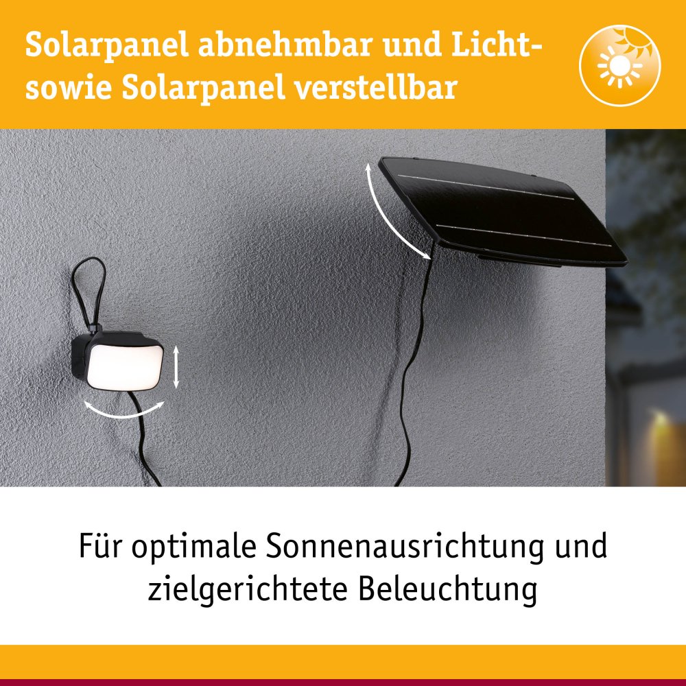 Projecteur Solaire Intelligent Paulmann Flotas 700 Lm - Zigbee 3.0, IP65, Détecteur Mouvement, Recharge USB-C - 2
