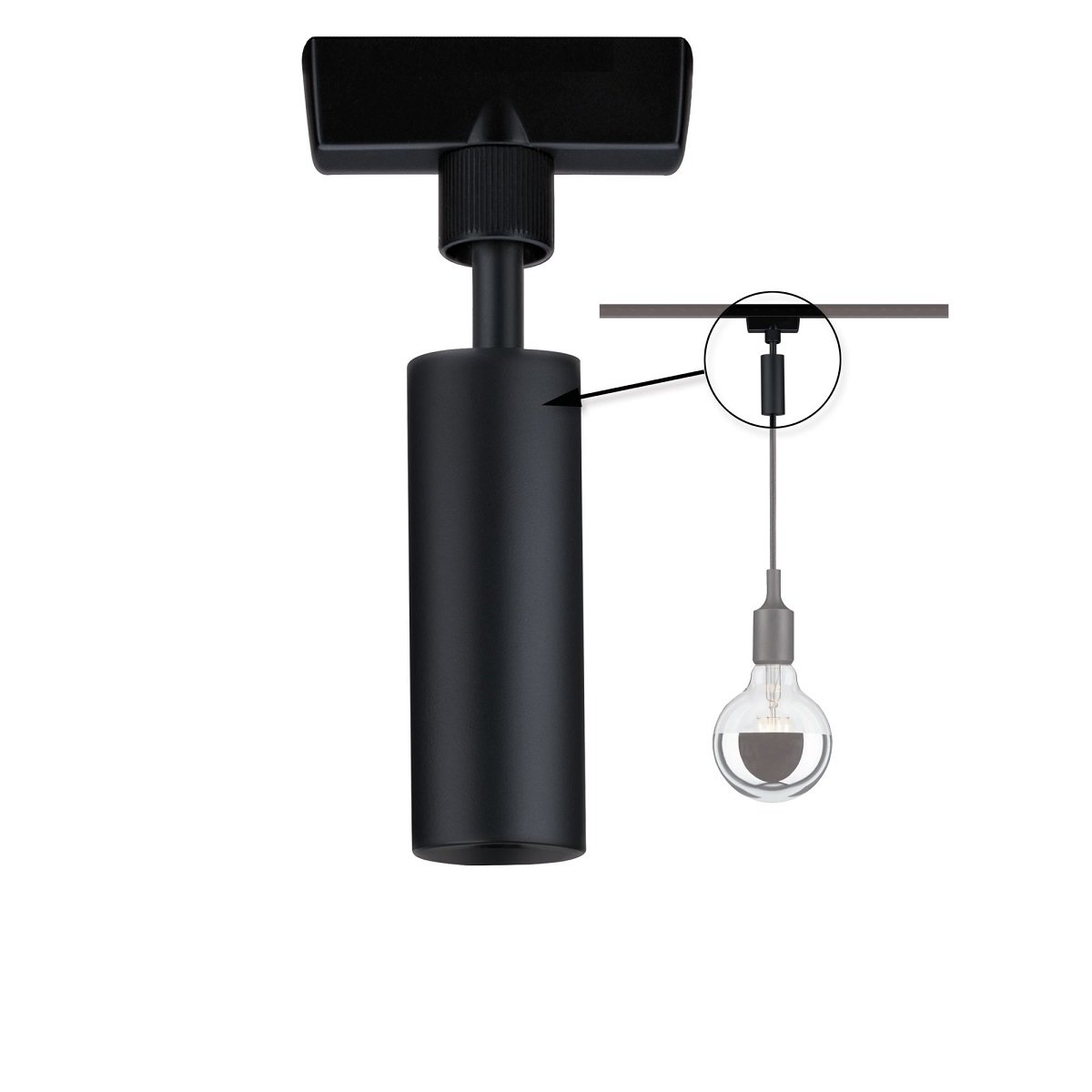 Paulmann No. 96914 URail Universal Pendel Adapter Schwarz Metall Kunststoff