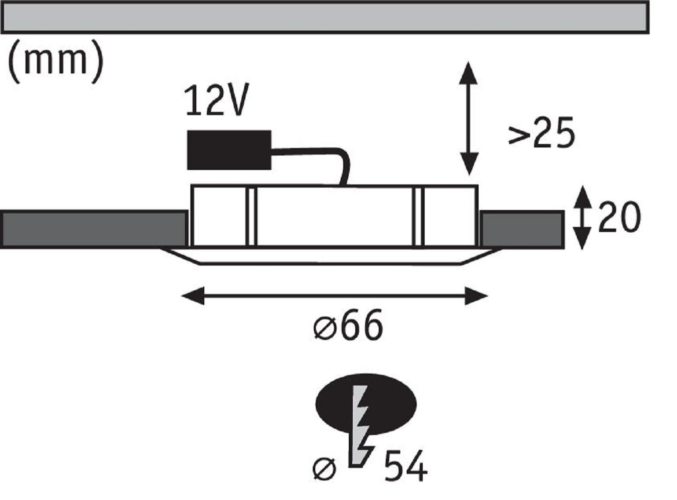 Paulmann No. 98449 Möbeleinbauleuchte Micro Line Structure Eisen gebürstet