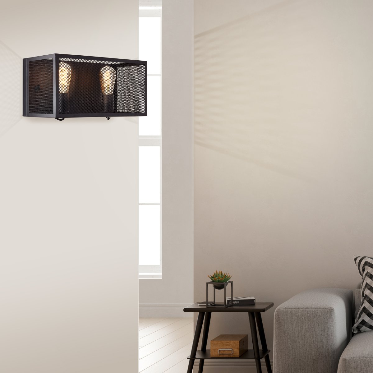 Brilliant AG Leuchten 99732-86 Wandleuchte Maze 2-flammig Metall schwarz rechteckig