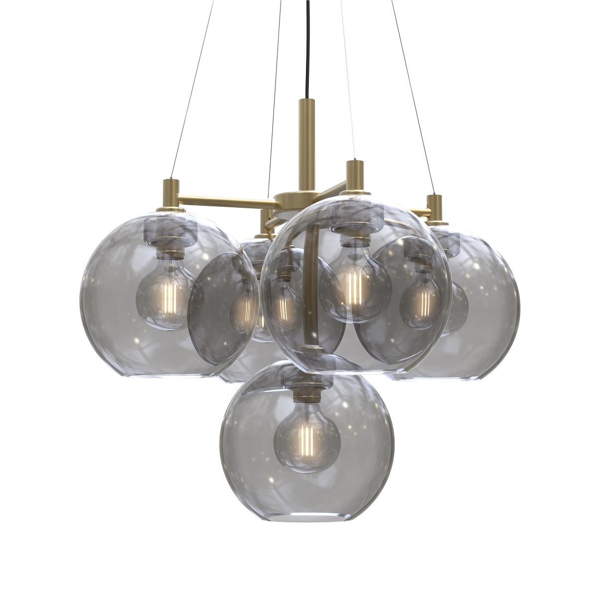 BELID Leuchten 1299101073 Kronleuchter Gloria 5-flammig Messing Rauchglas