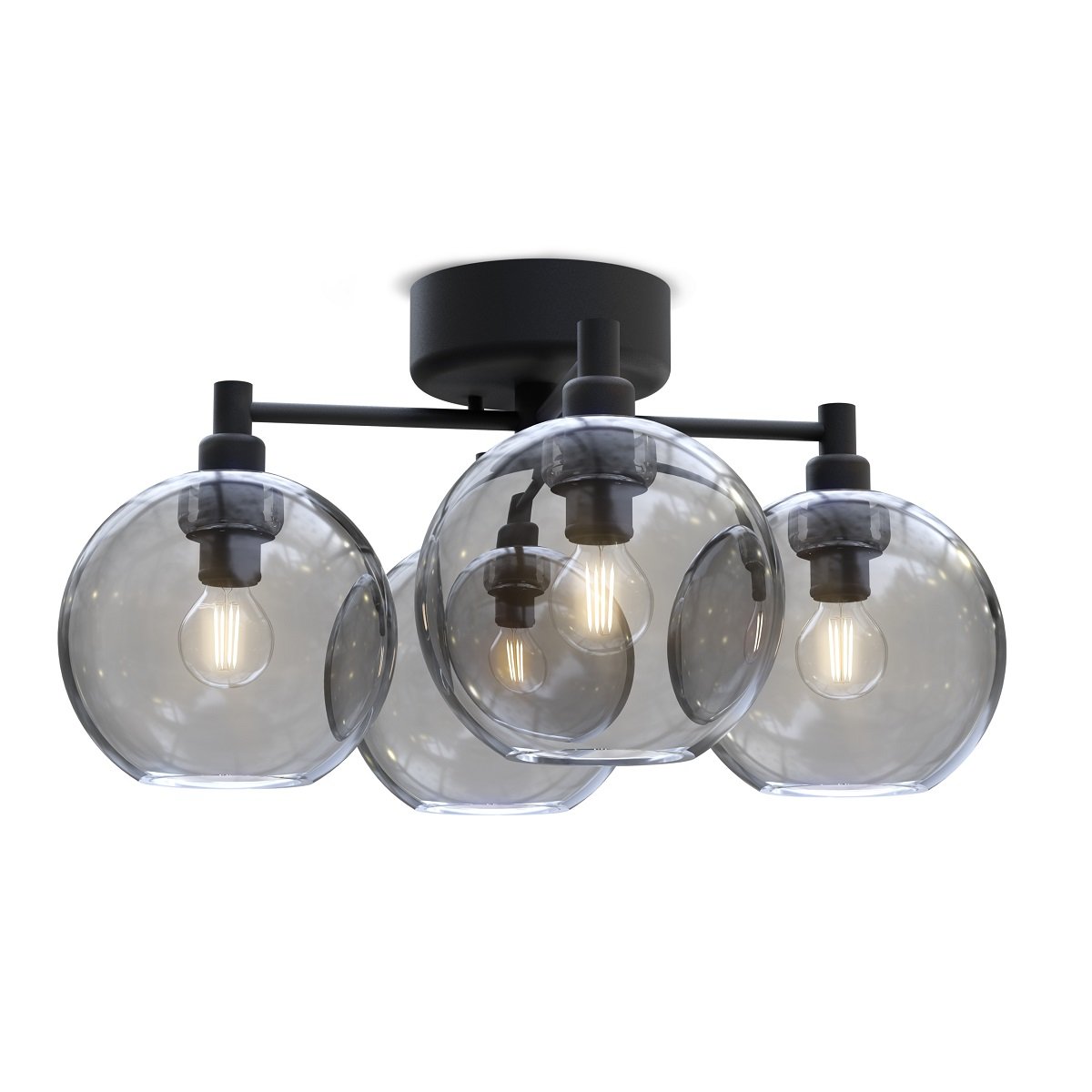 BELID Leuchten 20098673 Deckenleuchte Gloria 4-flammig 46cm Schwarz Rauchglas