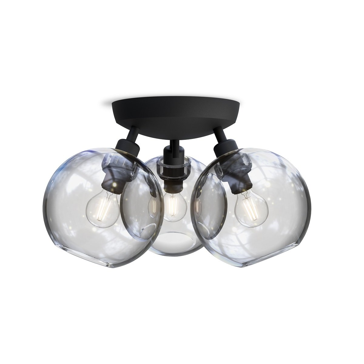 BELID 33cm online kaufen Gloria Leuchten 3-flammig --> & Klarglas 20108618 Deckenleuchte Lampen im Leuchten Schwarz