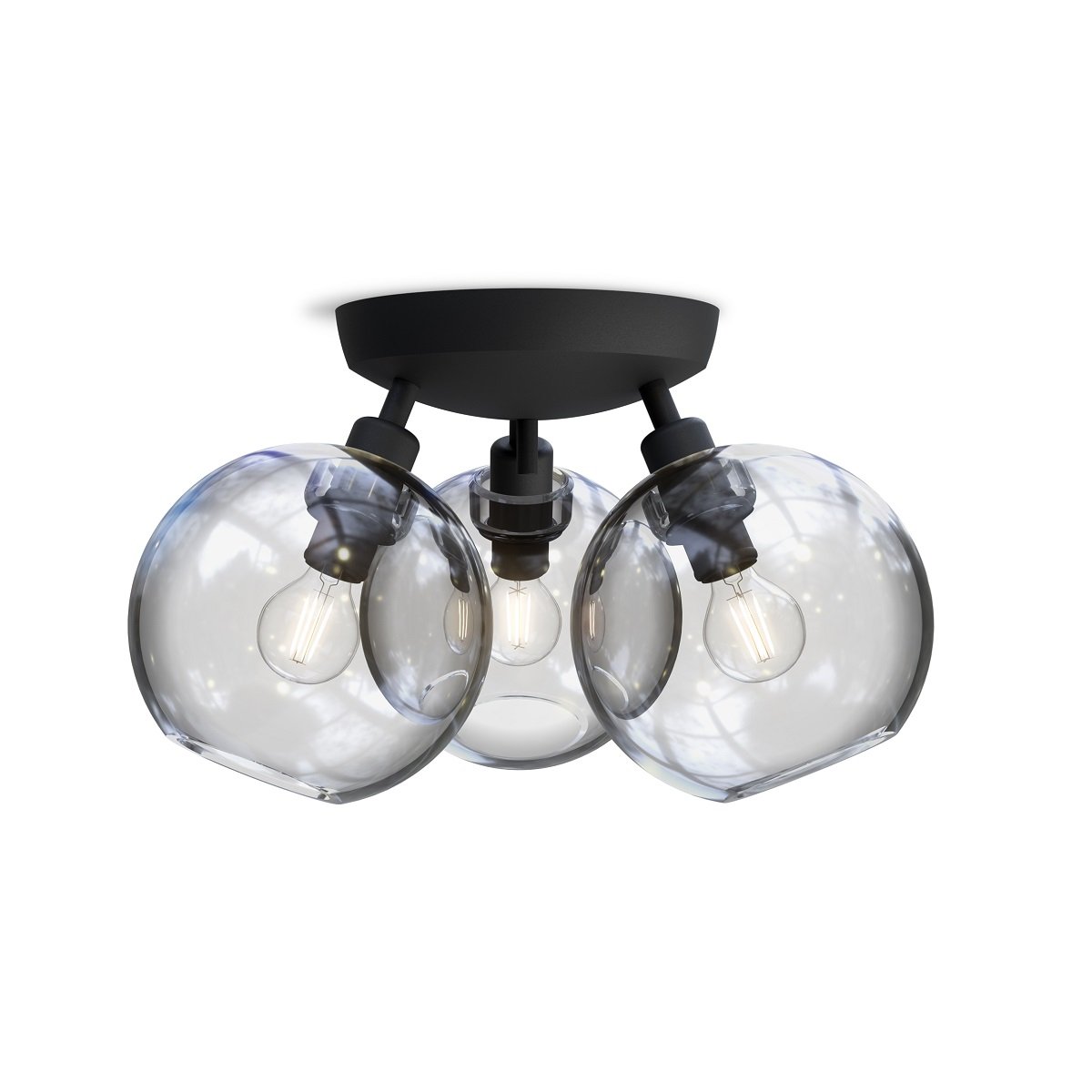 BELID Leuchten 20108618 Deckenleuchte Gloria 3-flammig 33cm Schwarz Klarglas