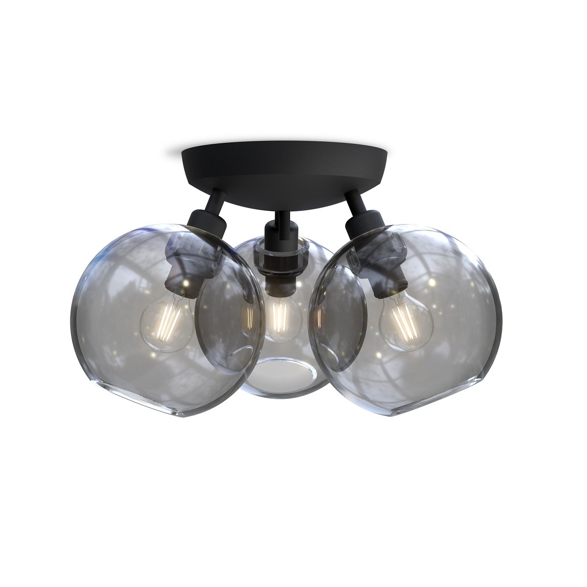 BELID Leuchten 20108673 Deckenleuchte Gloria 3-flammig 33cm Schwarz Rauchglas