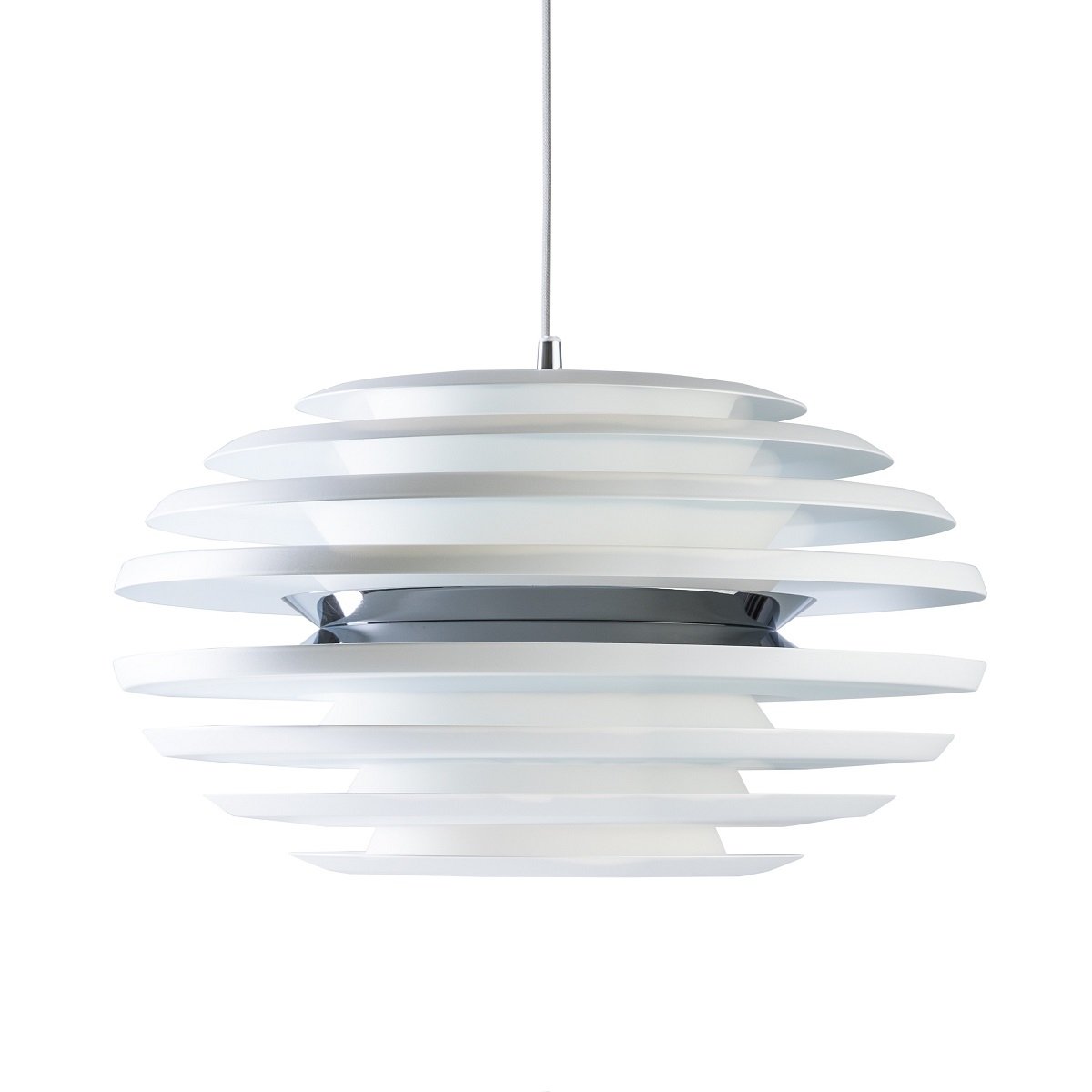 BELID Leuchten No. 108262 E27 Pendelleuchte Ellipse wei�, chrom 50 cm