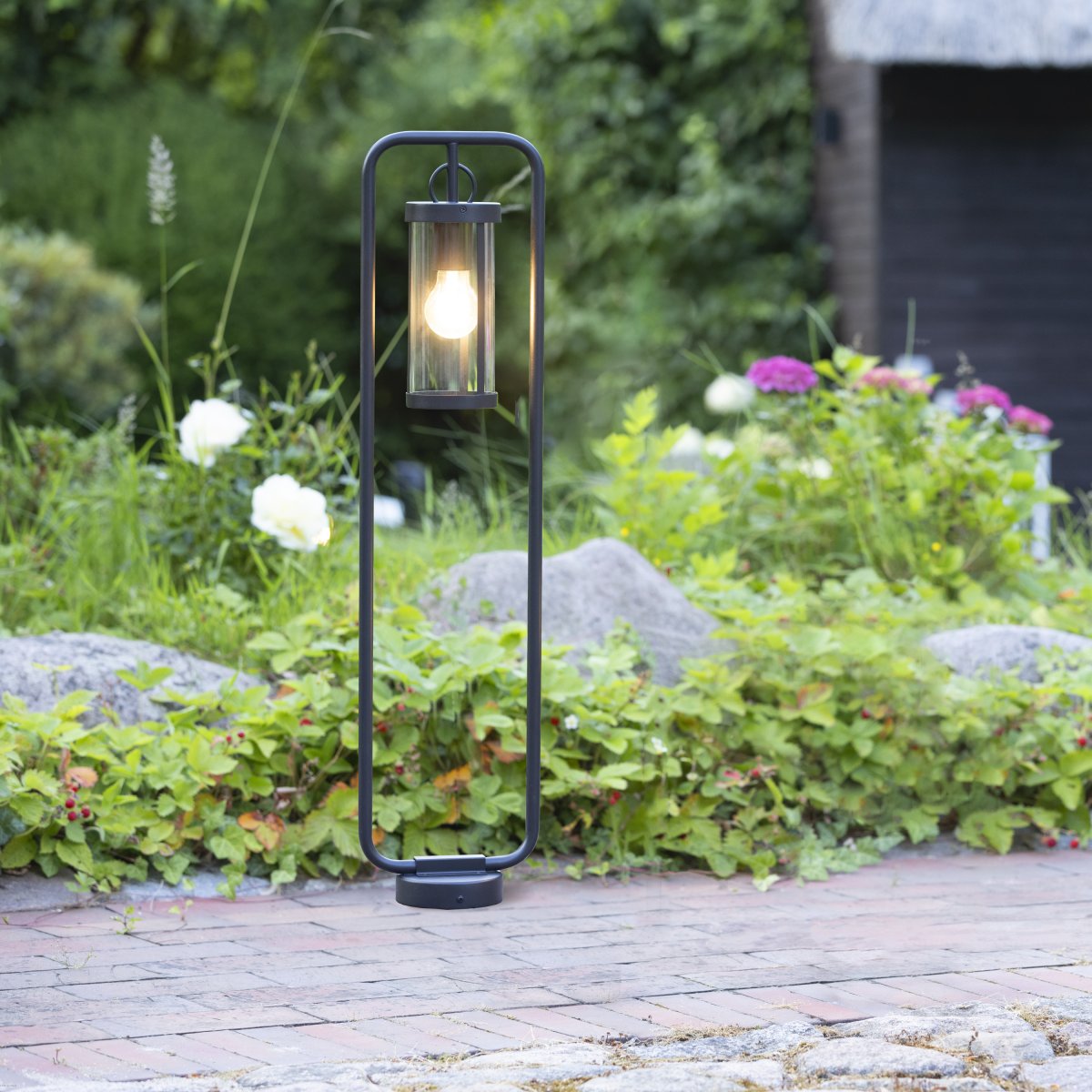Brilliant AG Leuchten 44293-06 Sidney Au�enstandleuchte 85cm schwarz transparent IP44