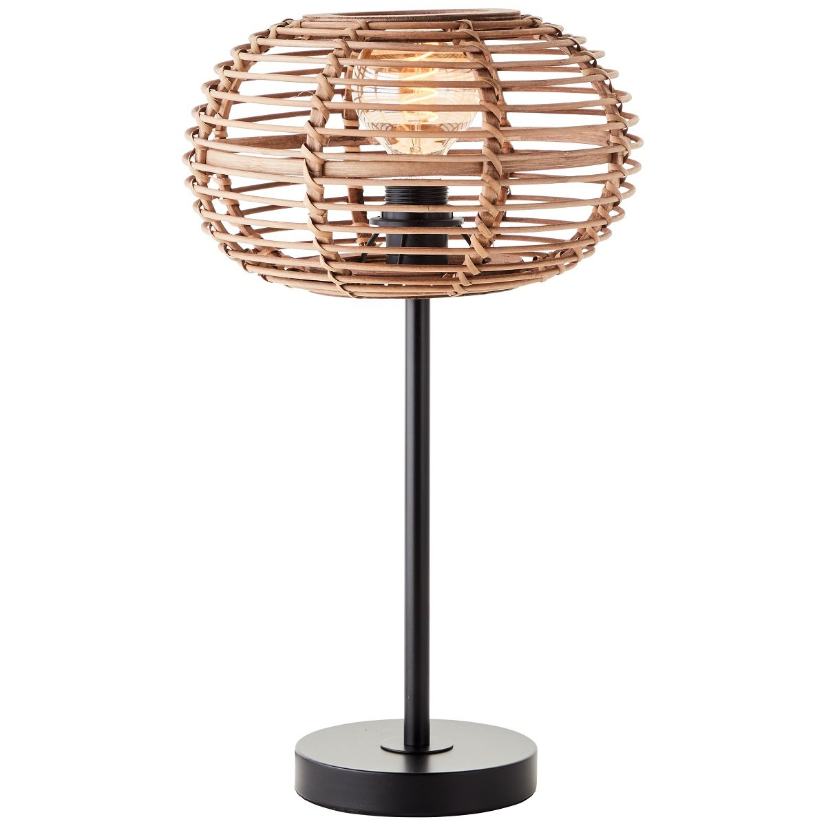 Brilliant AG Leuchten 94699-06 Tischleuchte Woodball 1-flammig Schwarz Rattan