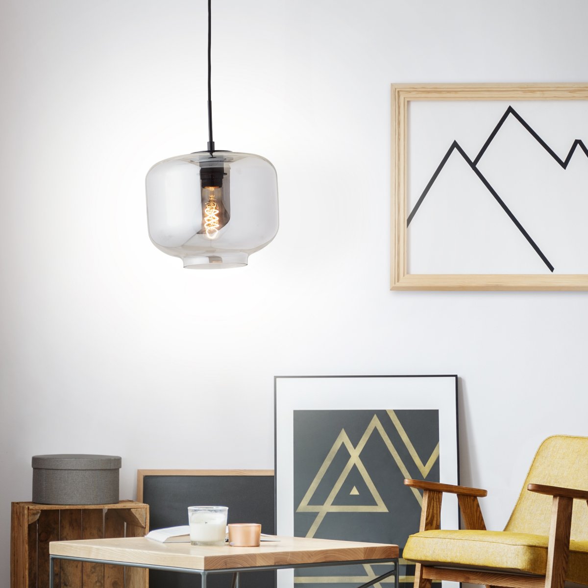Brilliant AG Leuchten 99719-93 Kleon Pendelleuchte 1-flammig rauchglas