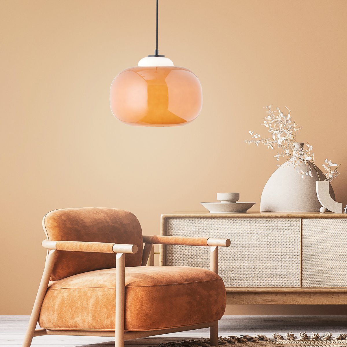 Brilliant AG Leuchten 99860-07 Blop Pendelleuchte 30cm Glas orange