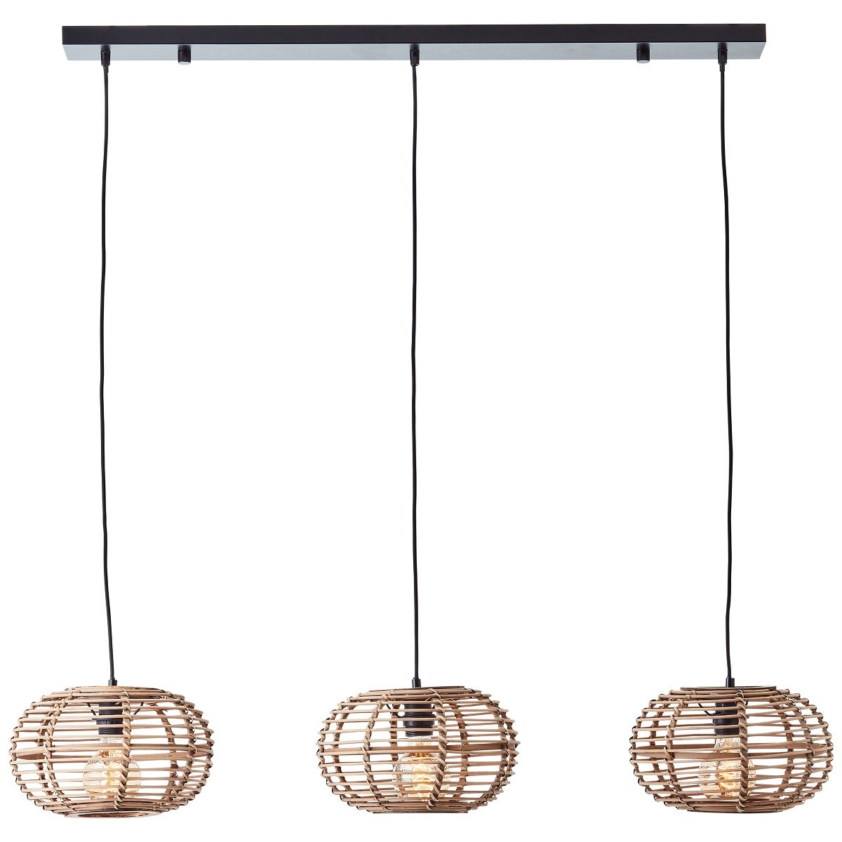 Brilliant AG Leuchten 99884-06 Pendelleuchte Woodball Balken 3-flammig schwarz rattan