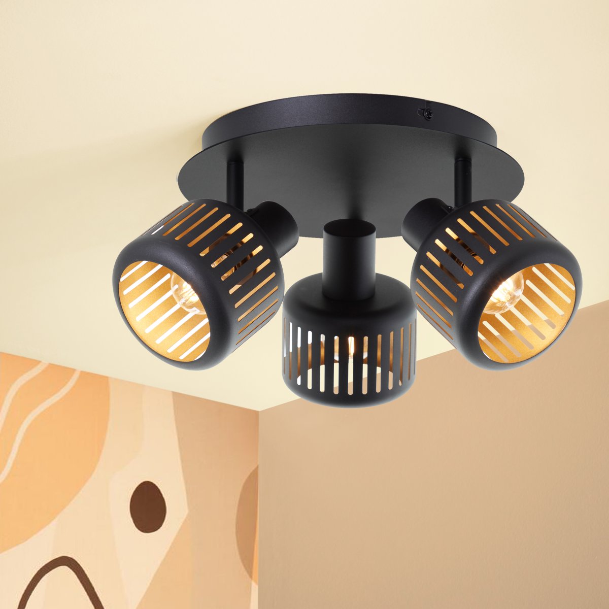 Brilliant AG Leuchten 99944-86 Spotrondell Tyas 3-flammig schwarz gold