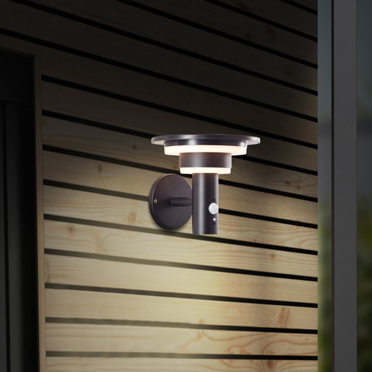 Brilliant AG Leuchten G40405-06 Garvina LED Au�enwandleuchte Solar Bewegungsmelder schwarzz
