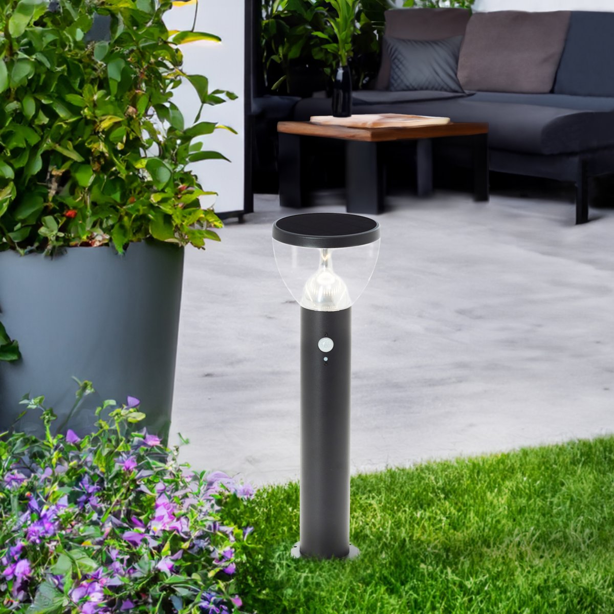 Brilliant AG Leuchten G40411-06 Tulip LED Au�ensockelleuchte Solar Bewegungsmelder 52cm schwarz