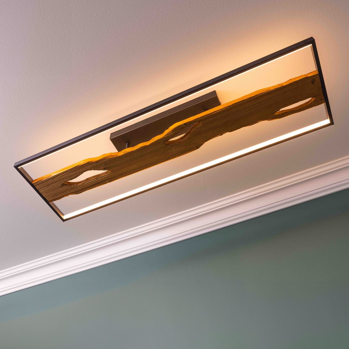 Brilliant AG Leuchten G80114-76 Chaumont LED Deckenleuchte 100x30cm schwarz holz