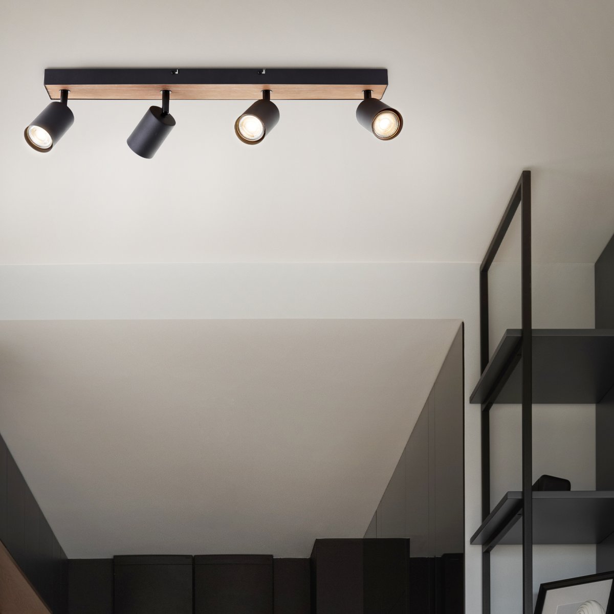 Brilliant AG Leuchten G93071-76 Jello Wood LED Spotbalken 4-flammig schwarz holz