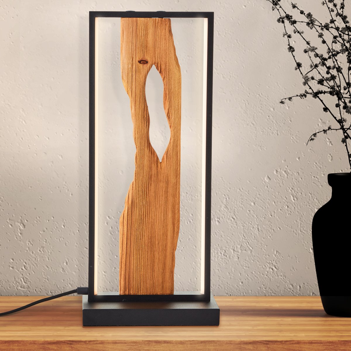 Brilliant AG Leuchten G94541-76 Chaumont Tischleuchte 50cm schwarz holz