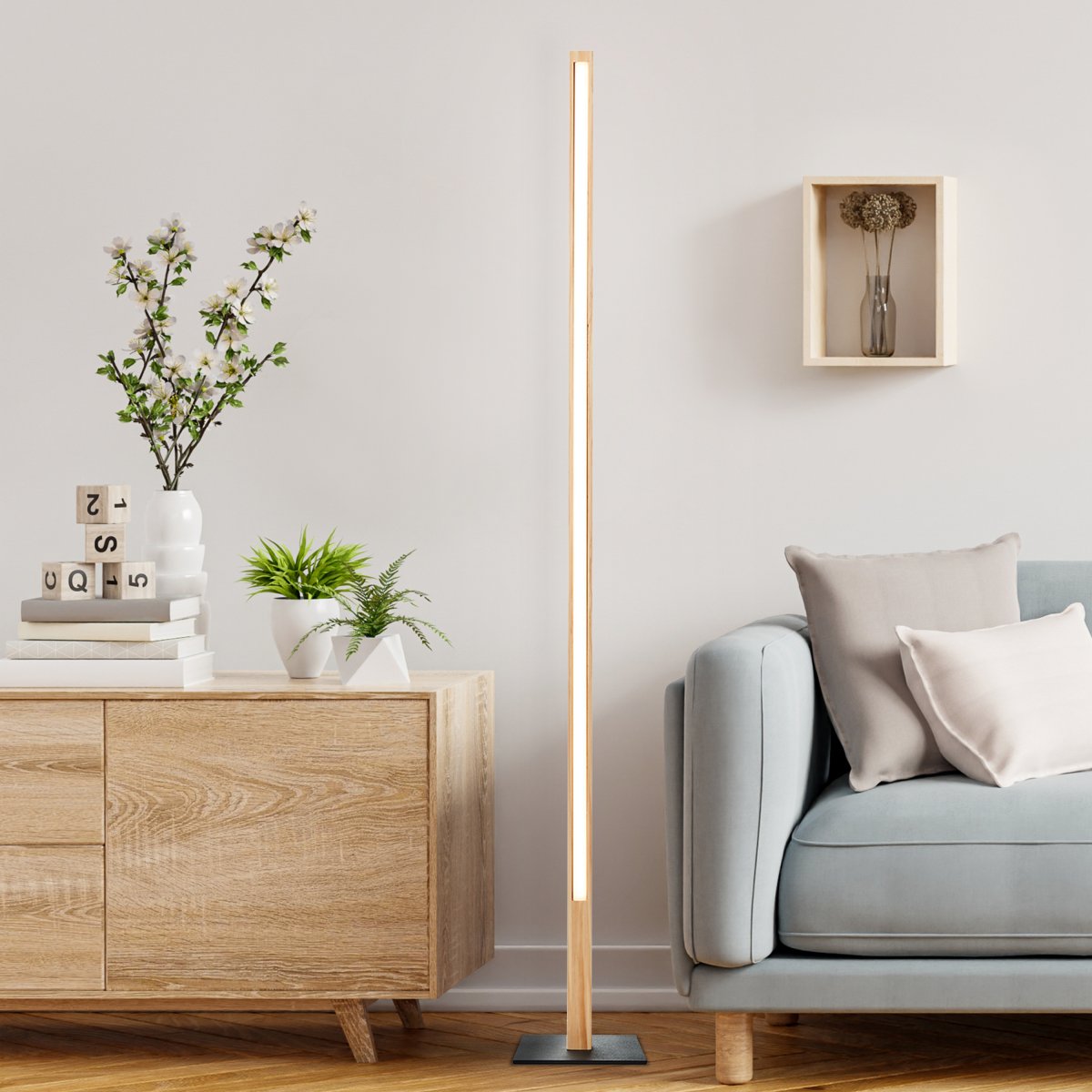 Brilliant AG Leuchten G99069-76 LED Stehleuchte Arion Schwarz Holz 3000K