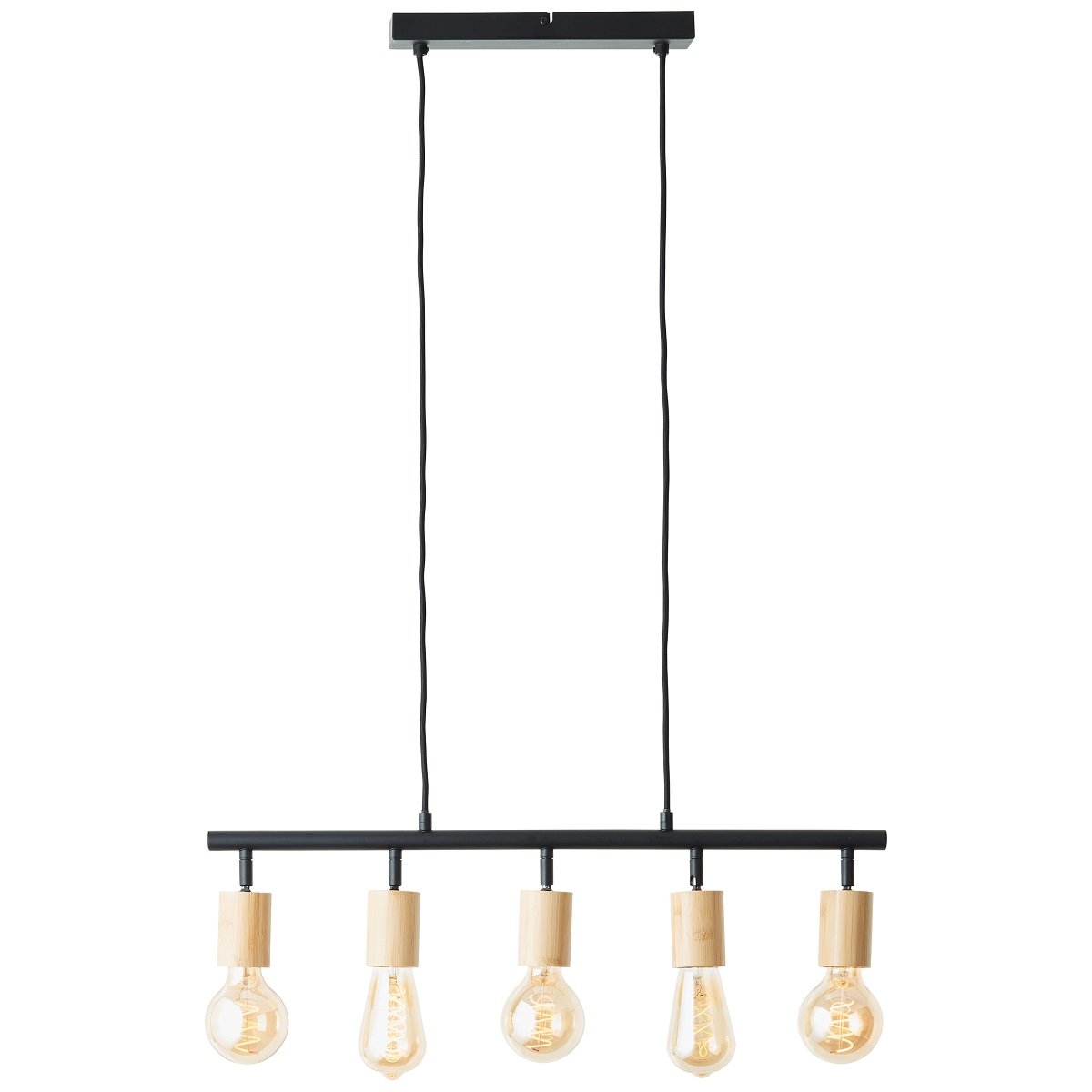 Brilliant Leuchten 99684-76 Tiffany Pendelleuchte 5-flammig schwarz matt natur
