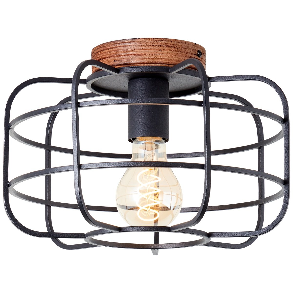 Brilliant Leuchten 99706-66 Deckenleuchte Gwen antik holz schwarz korund 30cm