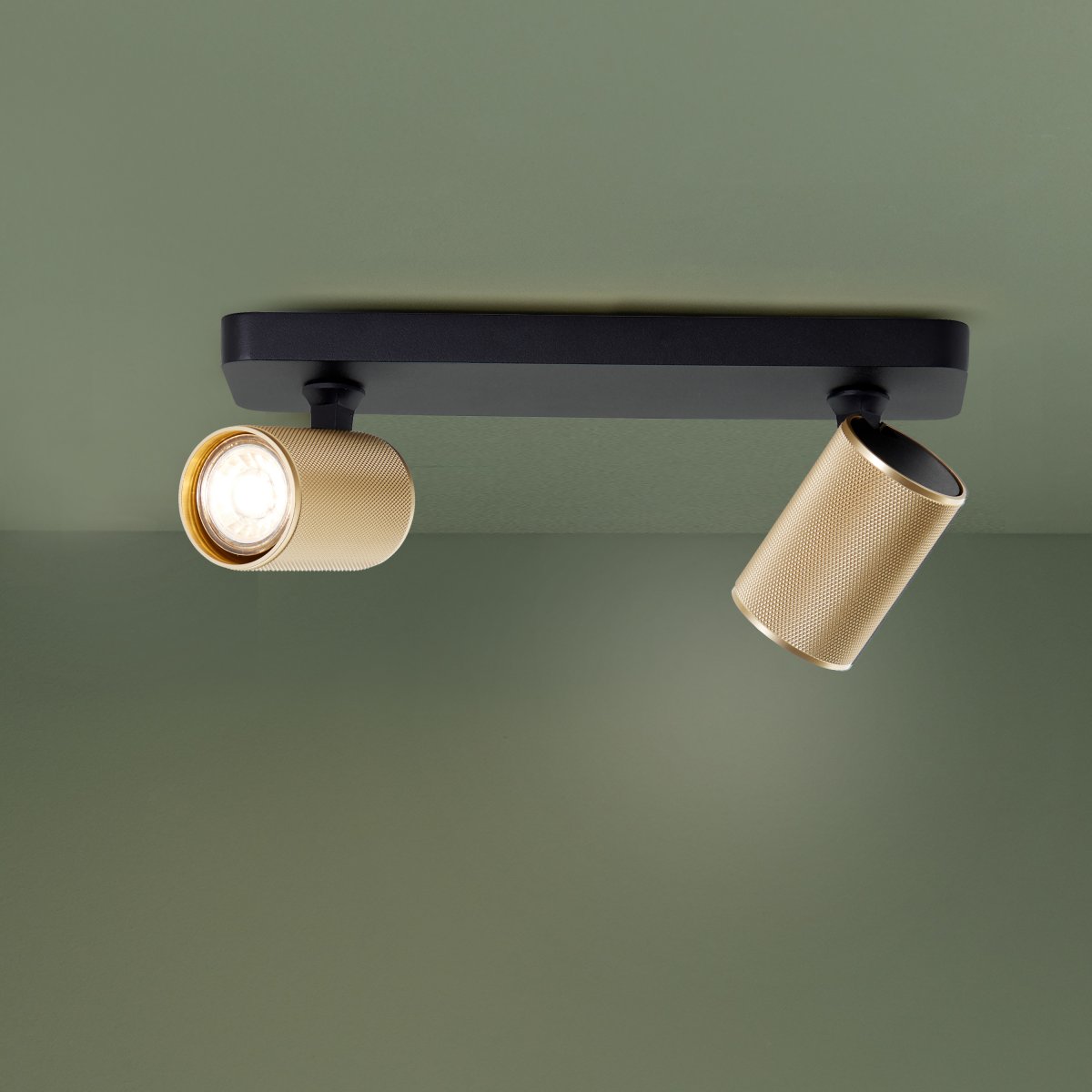 Brilliant Leuchten G99202-86 Marty LED Balkenstrahler 2-flammig schwarz matt gold