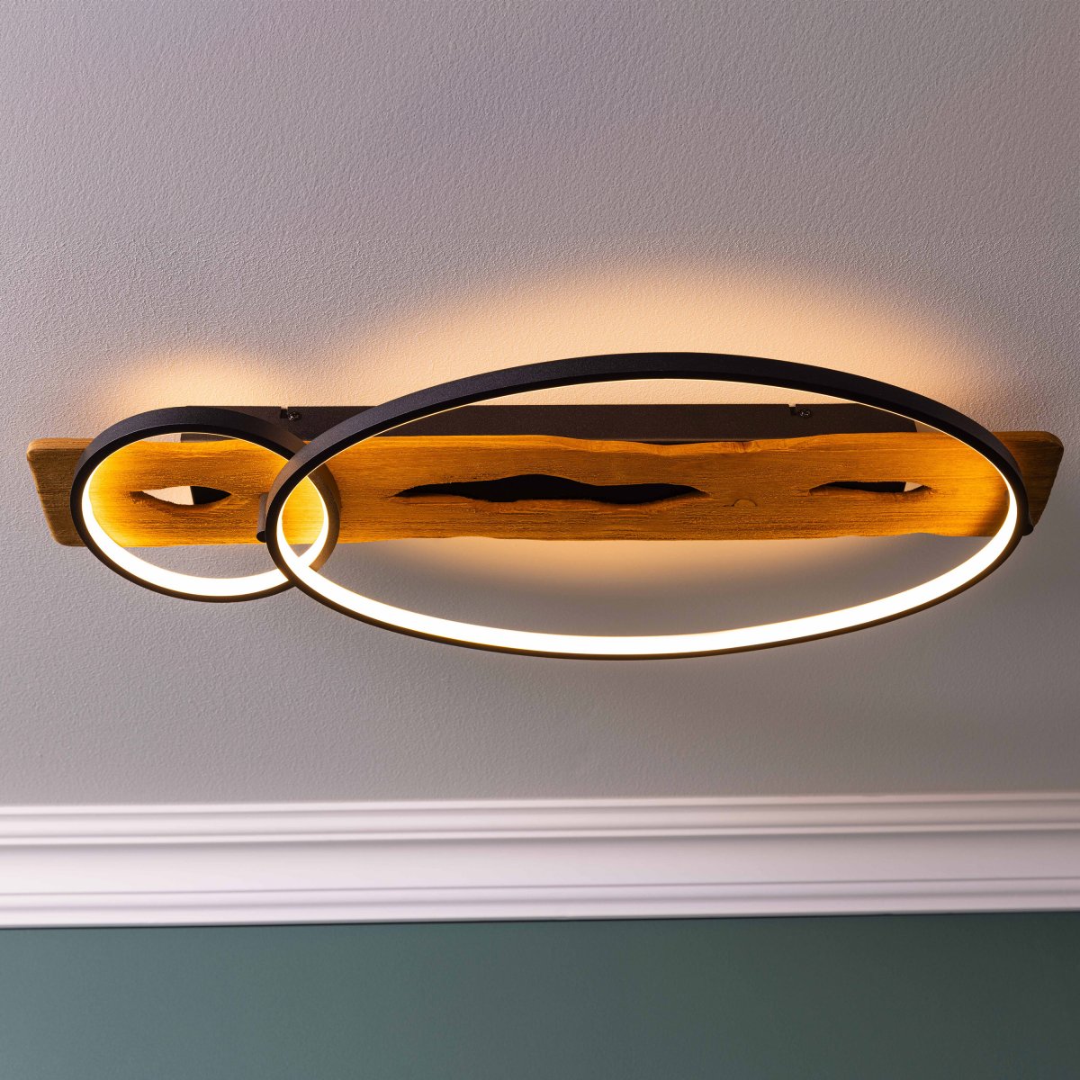 Brilliant Leuchten G99292-76 LED Deckenleuchte Pirus schwarz holz 70cm 3000K