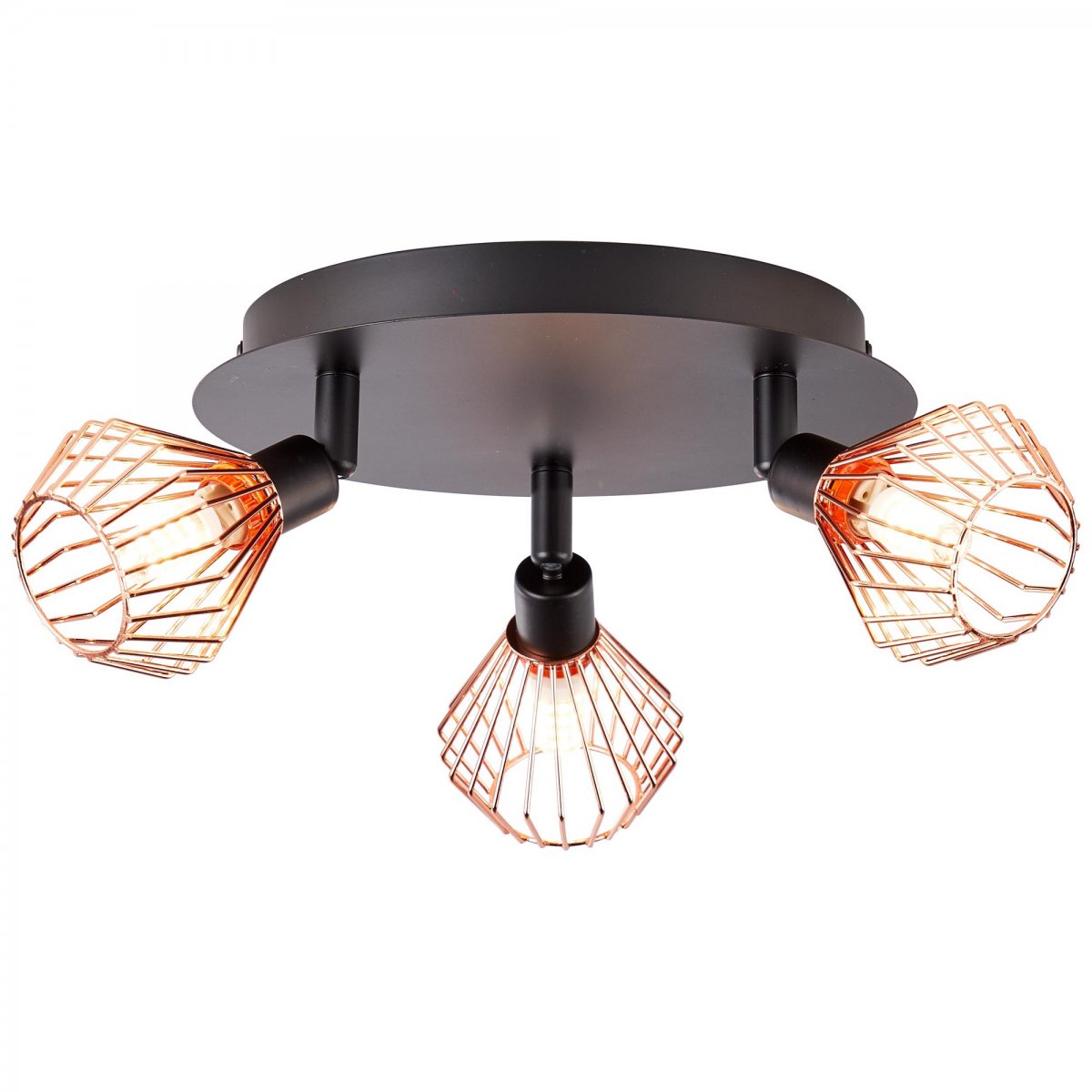 Brilliant Leuchten No. 21034-76 Deckenleuchte Rondell Dalma 3-flammig schwarz kupfer