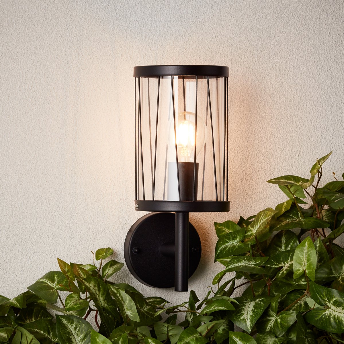 Brilliant Leuchten No. 44681-63 Aussenwandleuchte Reed stehend E27 IP44 schwarz matt