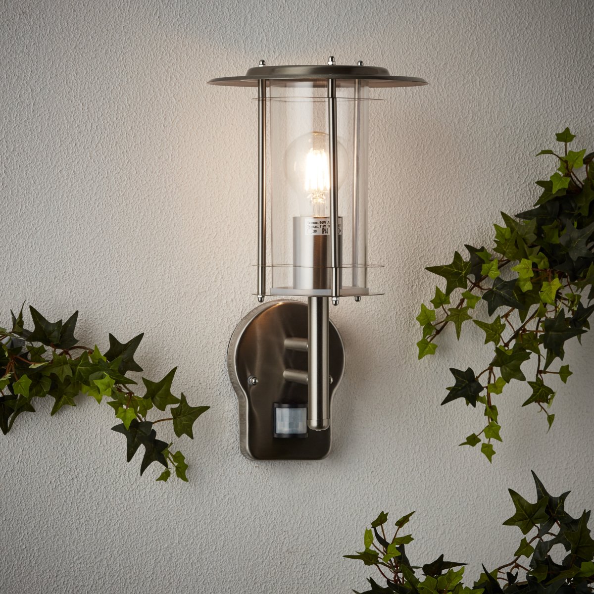 Brilliant Leuchten No. 44797-82 Aussenwandleuchte York stehend Sensor E27 IP44 edelstahl