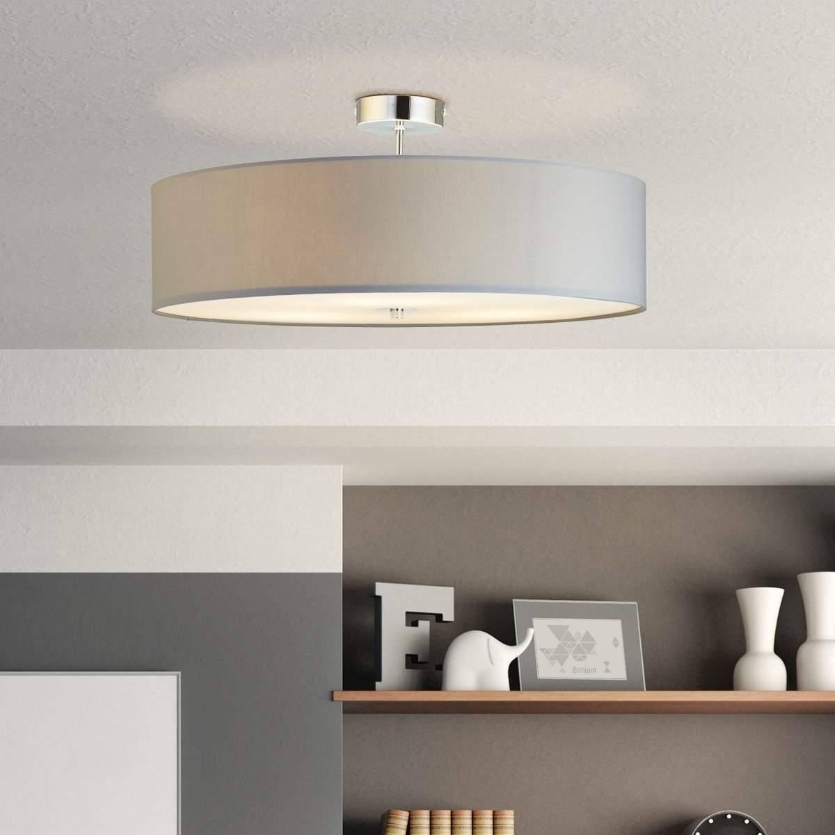 Brilliant Leuchten No. 93522-22 Andria Deckenleuchte 60cm chrom hellgrau E27