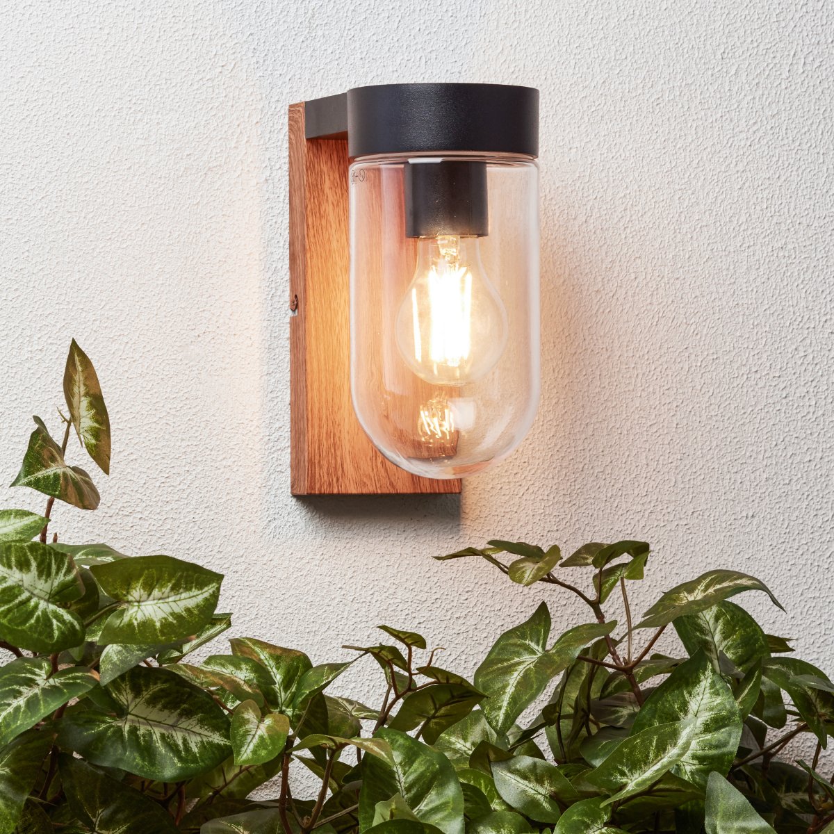 Brilliant Leuchten No. 96372-76 Aussenwandleuchte Cabar E27 IP44 holz dunkel schwarz