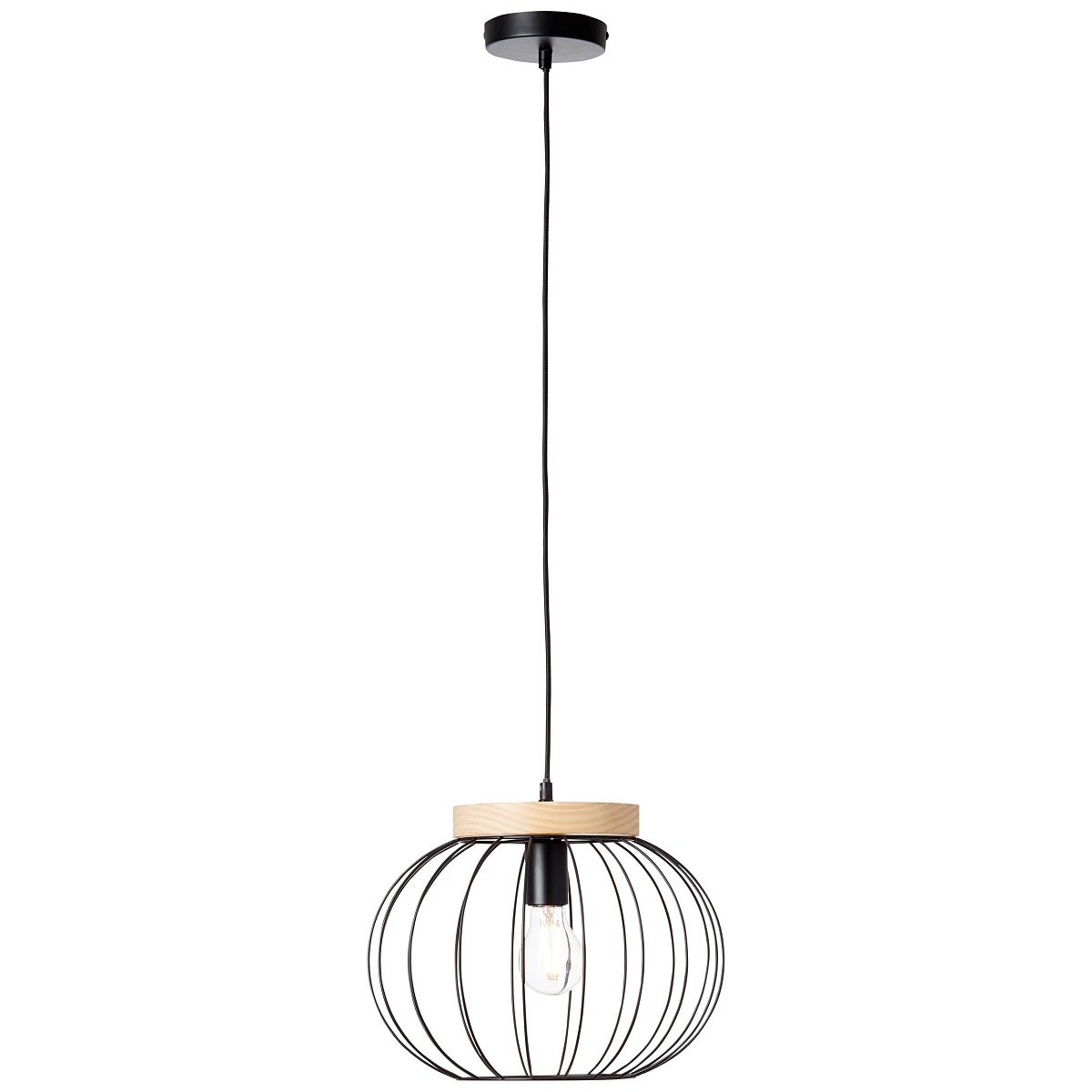 Brilliant Leuchten No. 99234-76 Sorana Pendelleuchte schwarz holzfarbend E27