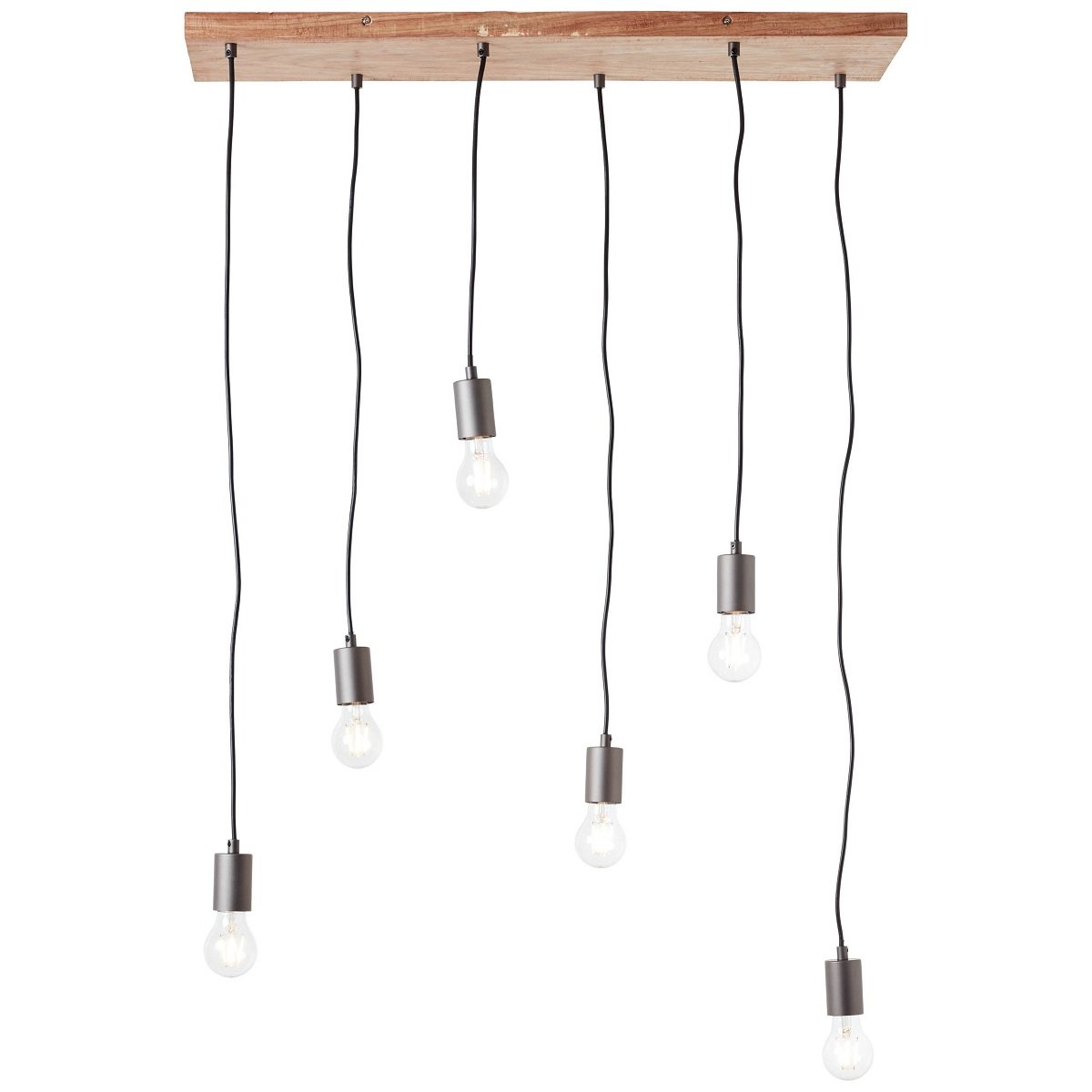 Brilliant Leuchten No. 99542-76 Pendelleuchte Rustik 6-flammig E27 schwarz holzfarbend