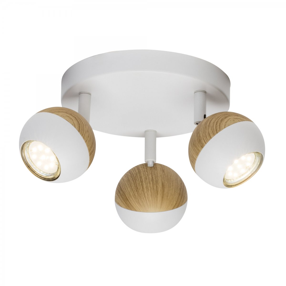 Brilliant Leuchten No. G59434-75 LED 3-flammig online --> GU10 weiß Scan Leuchten Lampen holz & Spotrondell kaufen 3W