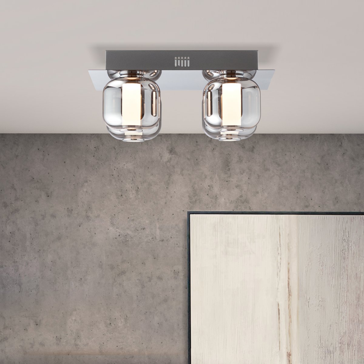Brilliant Leuchten No. G97177-93 Rafa LED Deckenleuchte 4flg chrom rauchglas 3000K