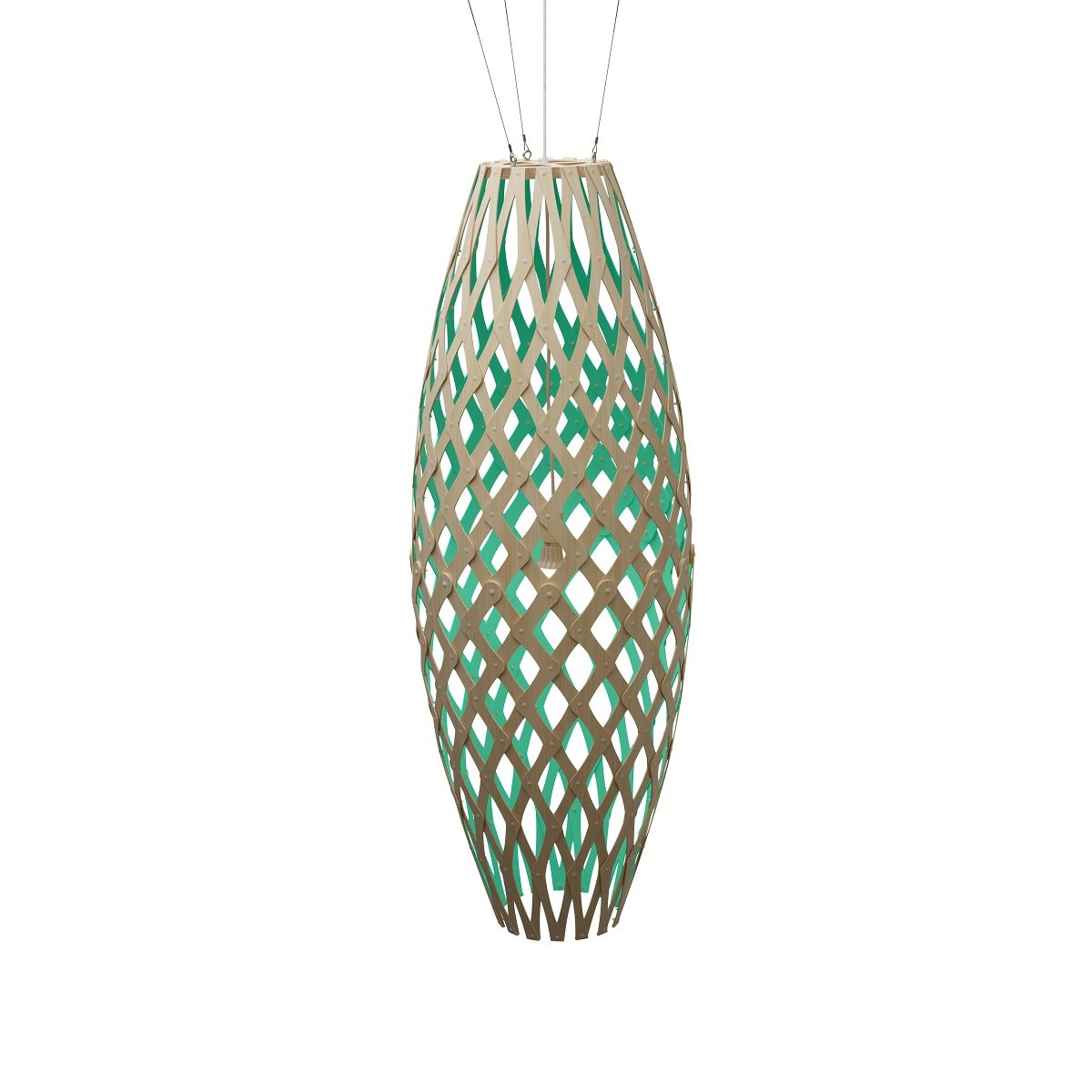 David Trubridge Hinaki Pendelleuchte 140 cm aqua