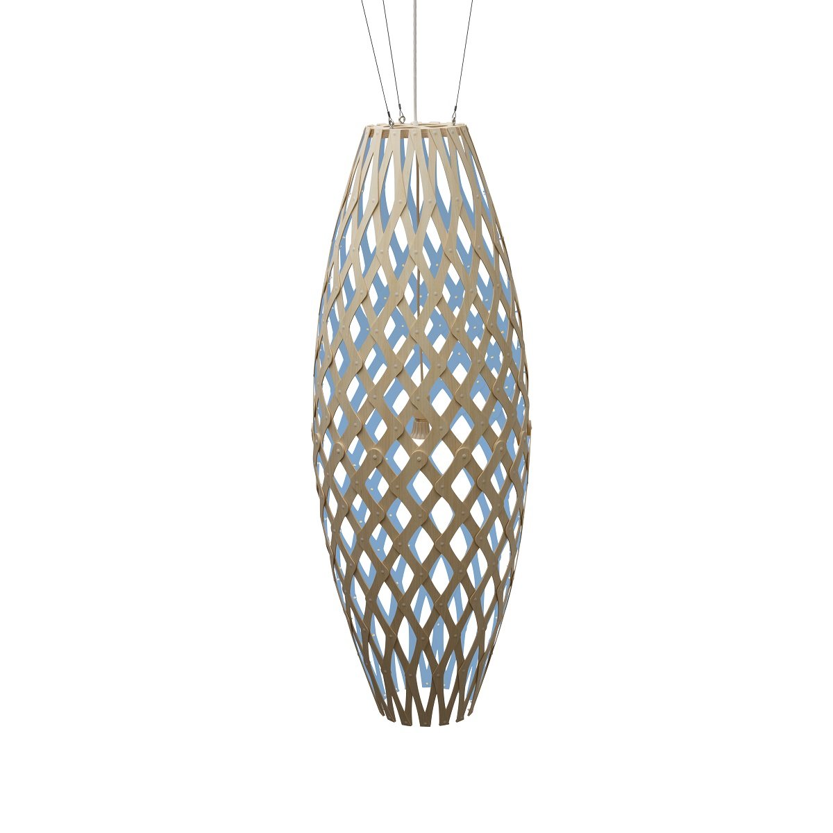 David Trubridge Hinaki Pendelleuchte 140 cm blau