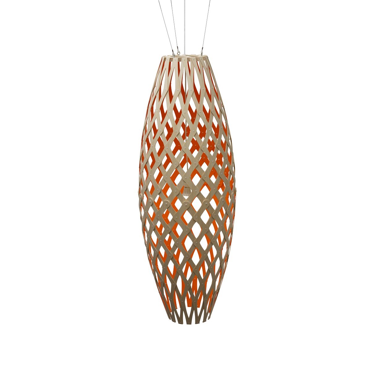 David Trubridge Hinaki Pendelleuchte 140 cm rot