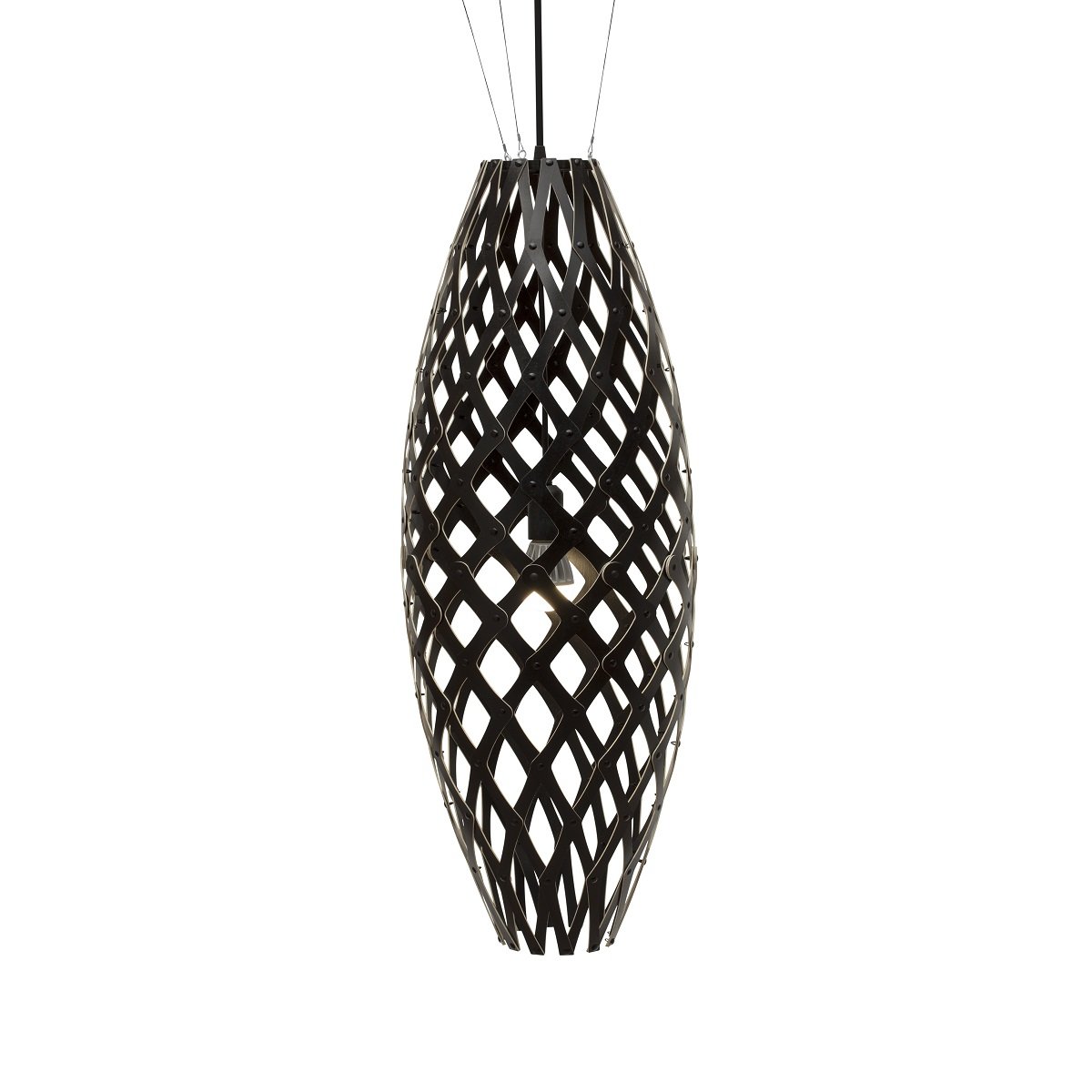 David Trubridge Hinaki Pendelleuchte 140 cm schwarz 2 Seiten