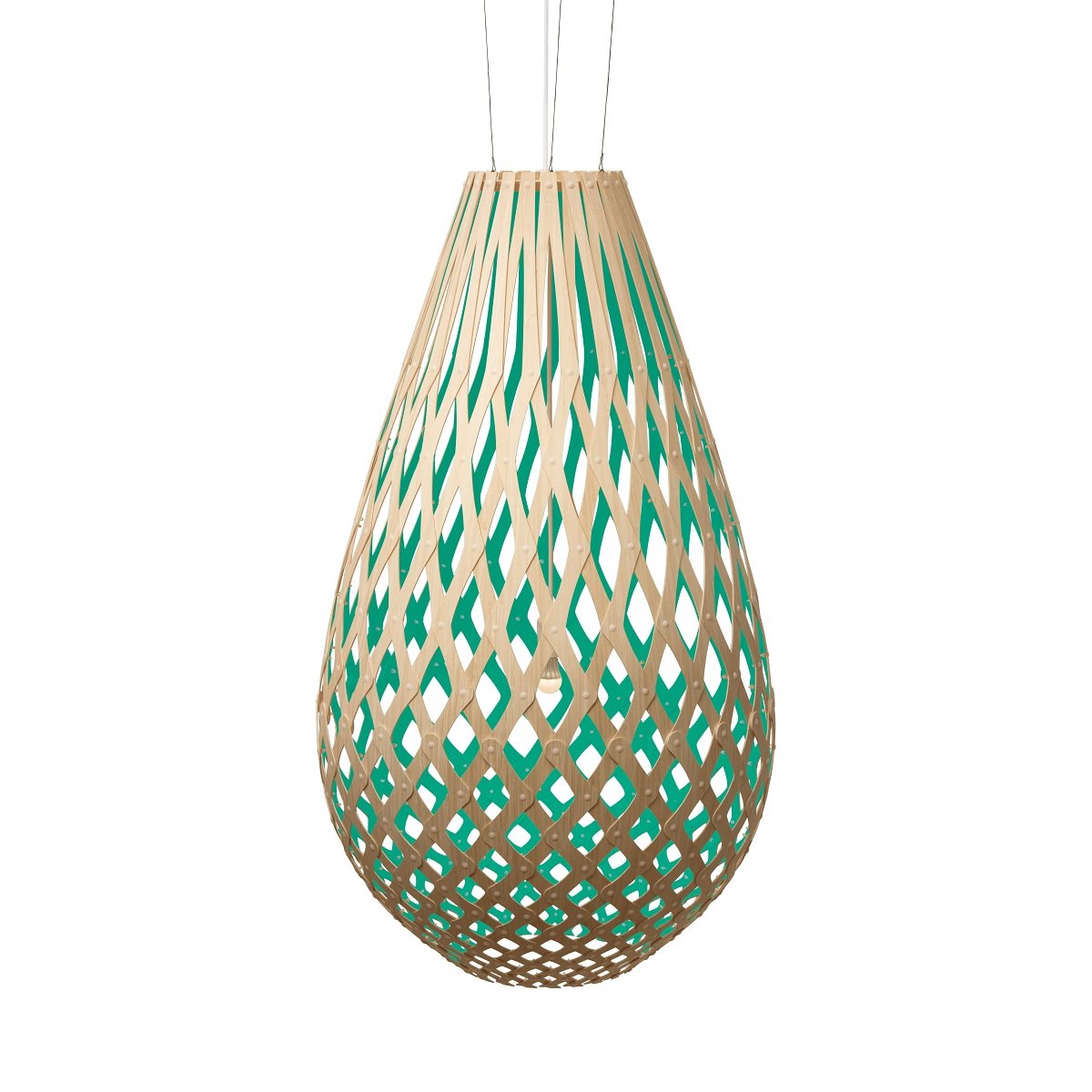 David Trubridge Koura Pendelleuchte 160 cm aqua