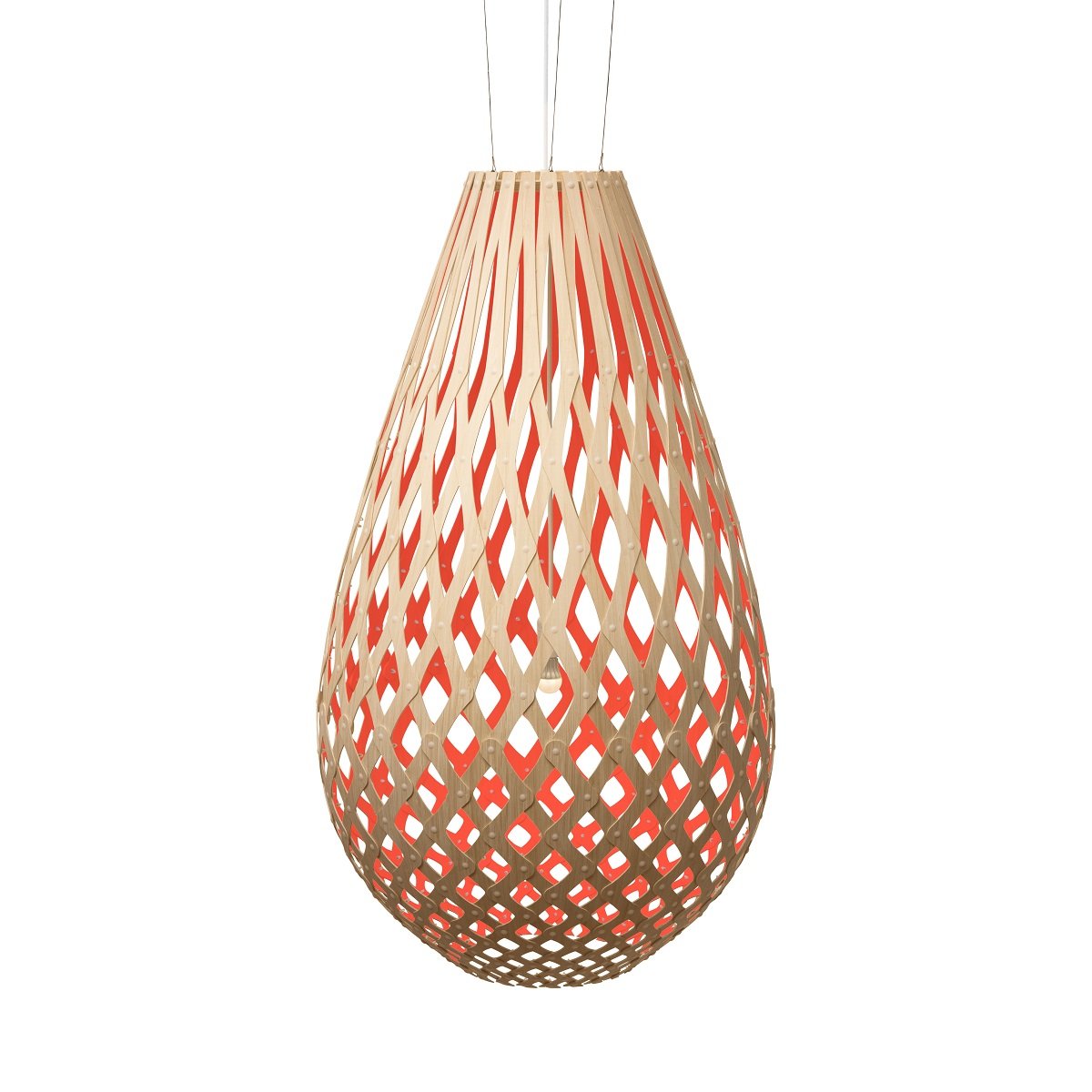 David Trubridge Koura Pendelleuchte 160 cm rot