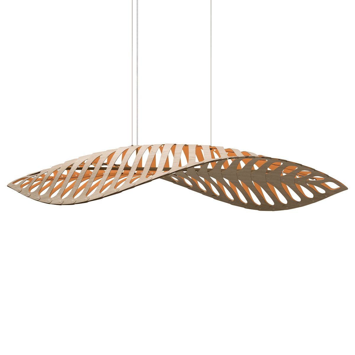 David Trubridge Navicula large Pendelleuchte 100 cm orange