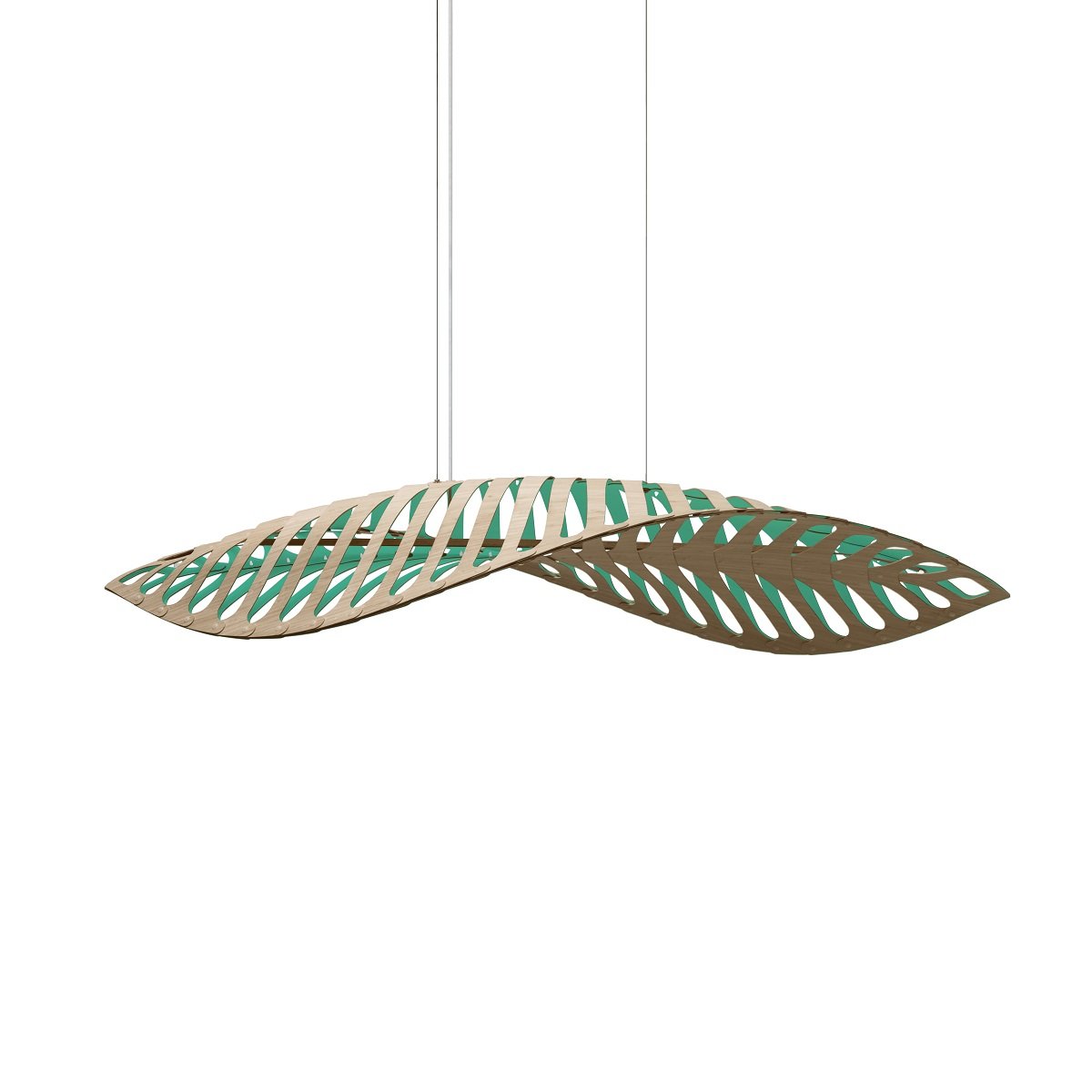 David Trubridge Navicula medium Pendelleuchte 90 cm aqua