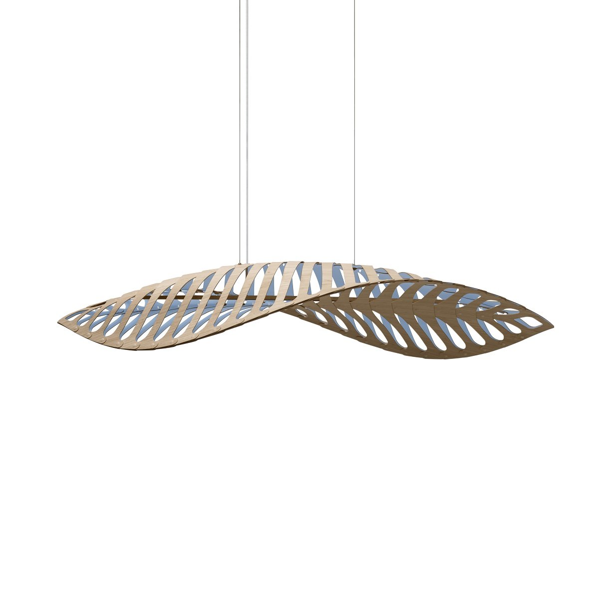 David Trubridge Navicula medium Pendelleuchte 90 cm blau