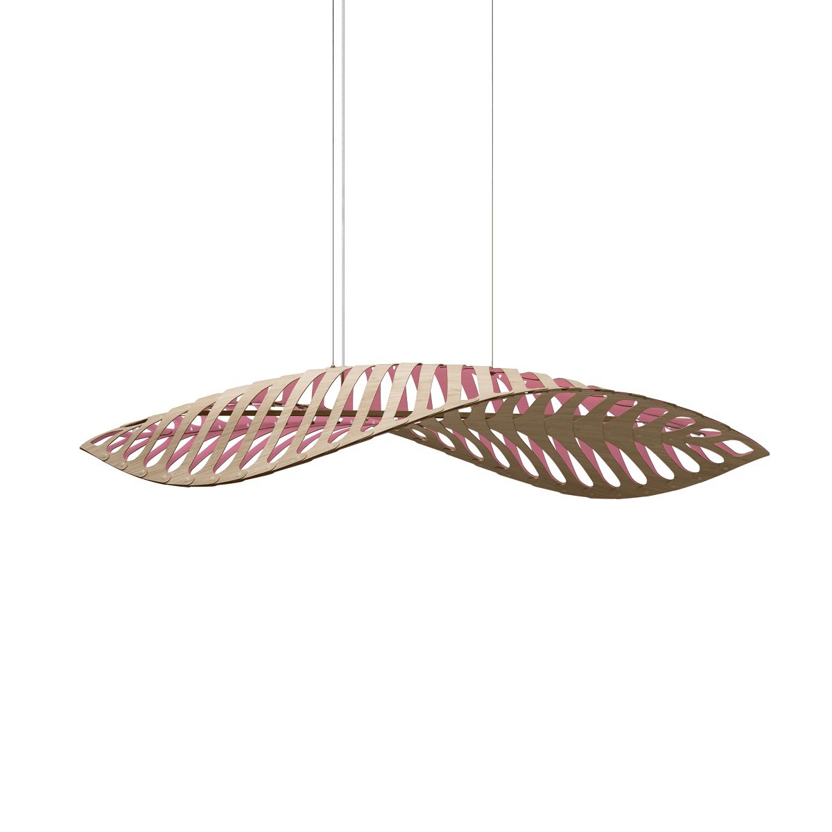 David Trubridge Navicula medium Pendelleuchte 90 cm pink