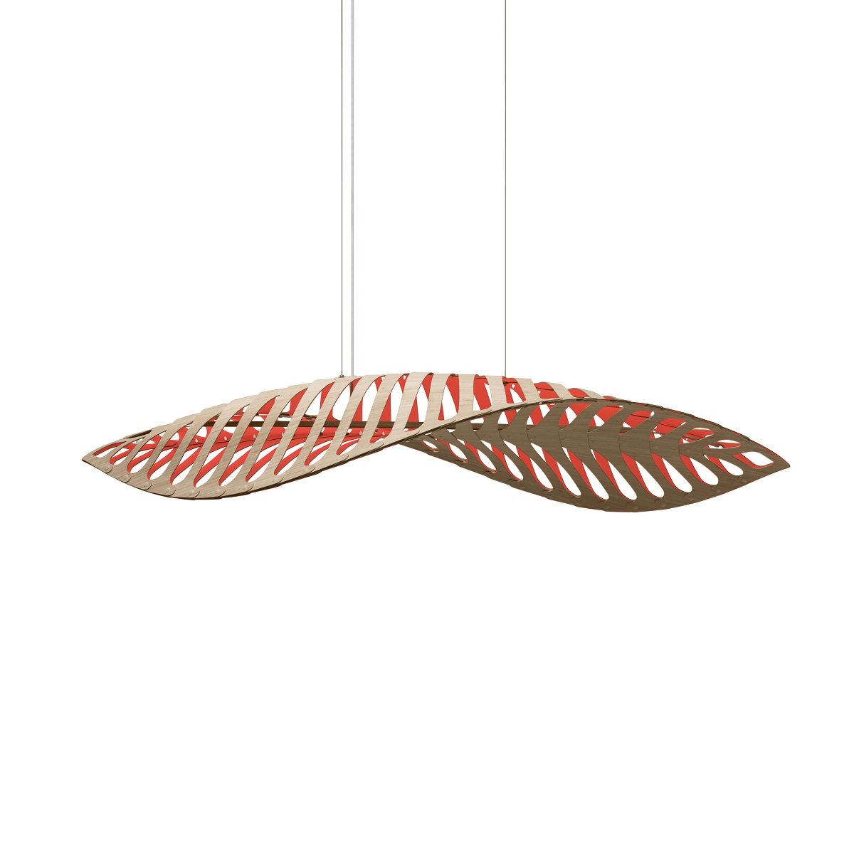 David Trubridge Navicula medium Pendelleuchte 90 cm rot