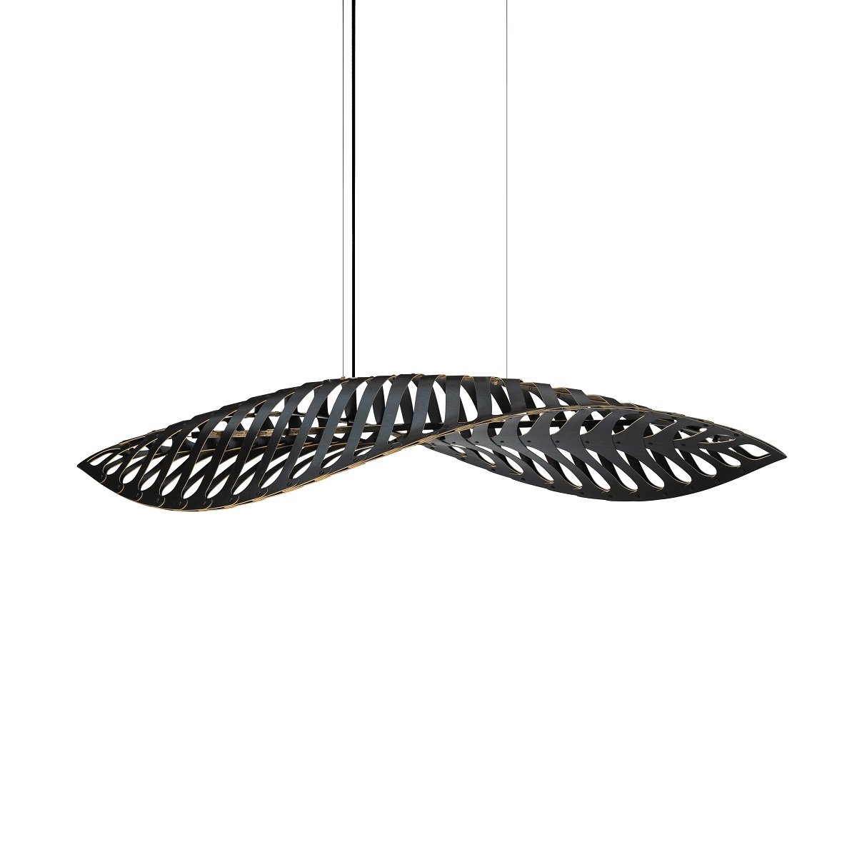 David Trubridge Navicula medium Pendelleuchte 90 cm schwarz 2 Seiten