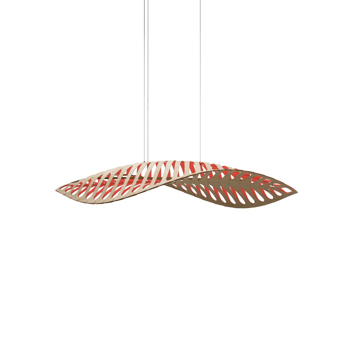 David Trubridge Navicula small Pendelleuchte 57 cm rot